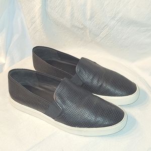 VINCE Women's Black Perforated Leather Slip-On Sneaker Shoes Sz. 10 M
